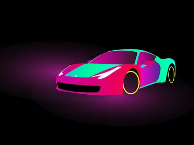 Ferrari 458 - Neon Streets ferrari ferrari458 vector vector art vector illustration