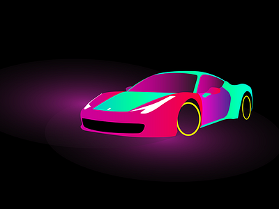 Ferrari 458 - Neon Streets ferrari ferrari458 vector vector art vector illustration