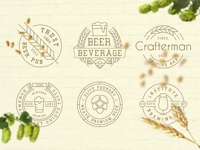 Beer Badges And Logos aged beer brewery emblem homebrew hop label logo logotype old retro vintage