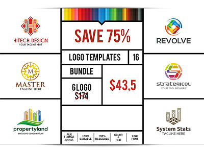 Logo Bundle 16 design hitech letter logo master property revolve stats strategi system
