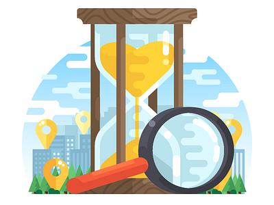 Search History Illustration city history hourglass icon illustration illustrations radikz search