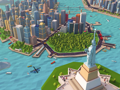 New York 3d antonmoek c4d cinema4d city digitalart illustration low poly lowpoly new york ny render