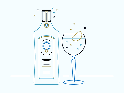 Bombay Sapphire alcohol blue bombay sapphire bottle cocktail drink fresh geometric glass minimal outline