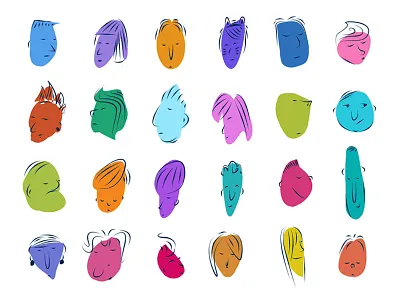 Character Heads characters colour faces heads illustration