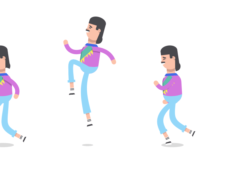 Happy Mullet animation cycle dad father gif happy illustration loop run school walk