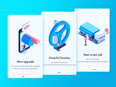 Guide page guide illustrator ios isometric loading truck ui upgrade work