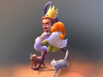 King of cats art cat illustration king kitten
