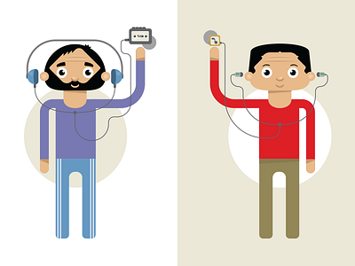 Generation Gap character flat illustration infographic pictogram vector