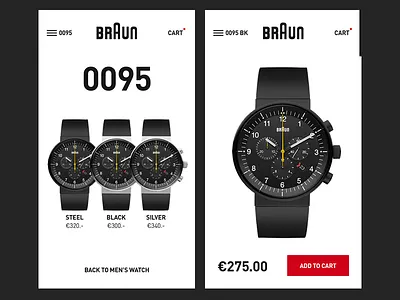 Category and range view | Mobile cart e commerce product redesign shop ui ux watch webshop