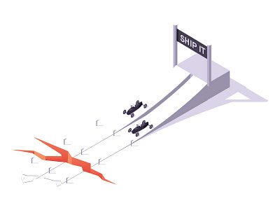 Starting Line chasm isometric race car ship it soapbox derby