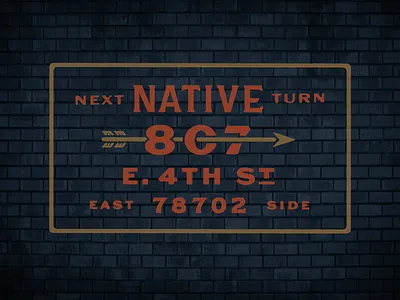 Native Signage arrow austin brick design mural native signpainting wayfinding