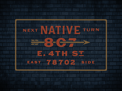 Native Signage arrow austin brick design mural native signpainting wayfinding