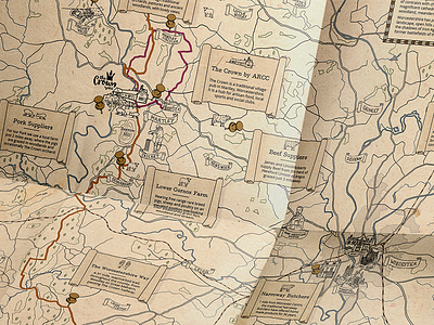 Pub Branding - Area Map aged branding cartography illustrated map illustration map