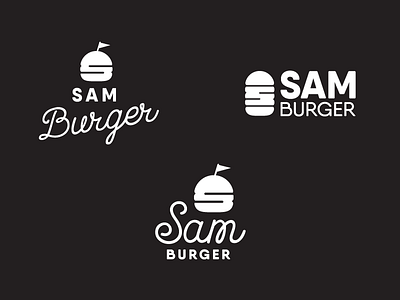 Sam Burger burger identity logo retro script