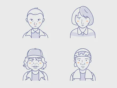 Stranger Things Avatars avatars character icon icons illustration kids stranger tv vector