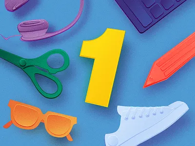 Papercraft illustration calculator craft headphones illustration one paper pencil school scissors sunglasses