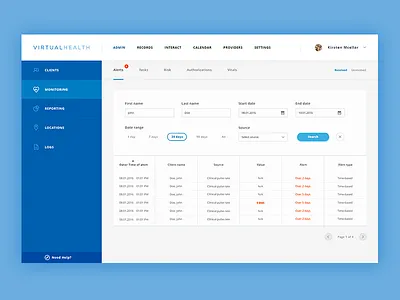 VirtualHealth admin board cloud dashboard free health kit management medicine stat task ui