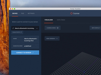 Scanse Visualizer Desktop Application WIP application dark desktop app flat ui osx app ui user interface wip