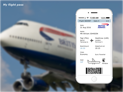 024 Boarding Pass My Flight Pass boarding pass british airways dailyui flight ios mobile plane transportation ui ux