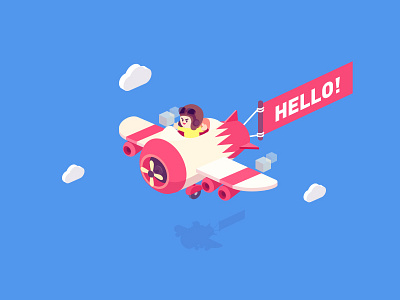 fly 2d fly illustration isometric kid plane ps sky