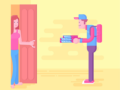 Pizza Delivery delivery boy flat design geometrical design home delivery pizza boy