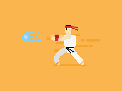 Hadoken character flat games hadoken illustration illustrator ryu simple