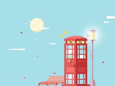 Telephone box chair cloud glass lamp leaf moon telephone thunder wind