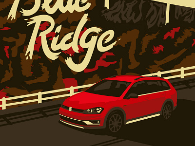 Sunday Stroll alltrack fall illustration mountains trees vintage vw wip