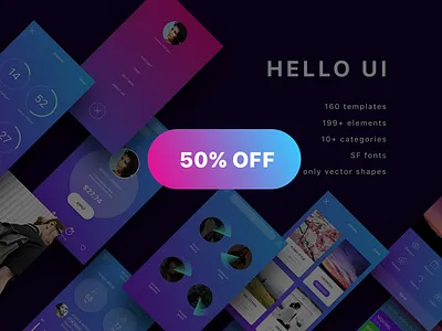 Hello UI Kit 50% OFF app app design free psd free sketch hello ui kit ios 10 ios app ios ui kit ui design ui kit user interface wireframe