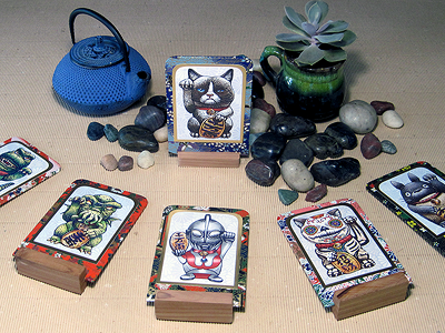 Maneki-Neko Inspired Lucky Cards art cthuhlu day of the dead godzilla grumpy cat illustration maneki neko totoro ultraman
