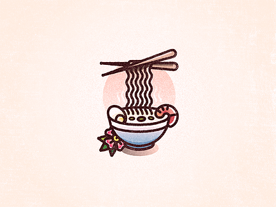 Everybody Loves Ramen icon illustration japan noodles ramen shrimp vector