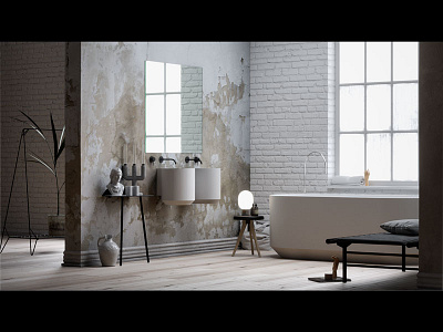 Industrial Bathroom 3ds max architecture cg corona render gif minimal minimalism