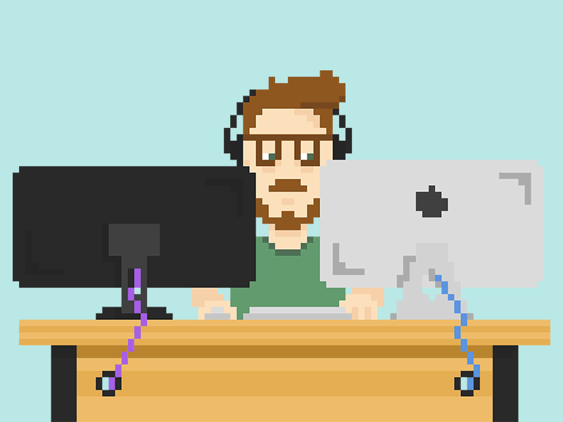 Working mood 8bit designer music pixel pixel art working