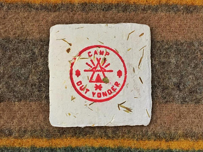 Camp Out Yonder Business Cards badge business card camp camping craft embossed hand made paper rubber stamp tipi wool