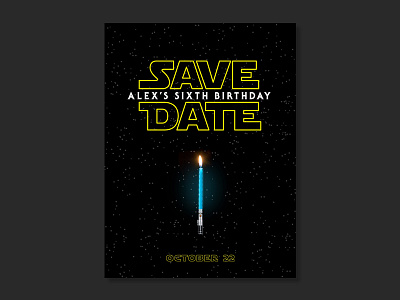 Star Wars Save The Date birthday candle invite lightsaber save the date star wars