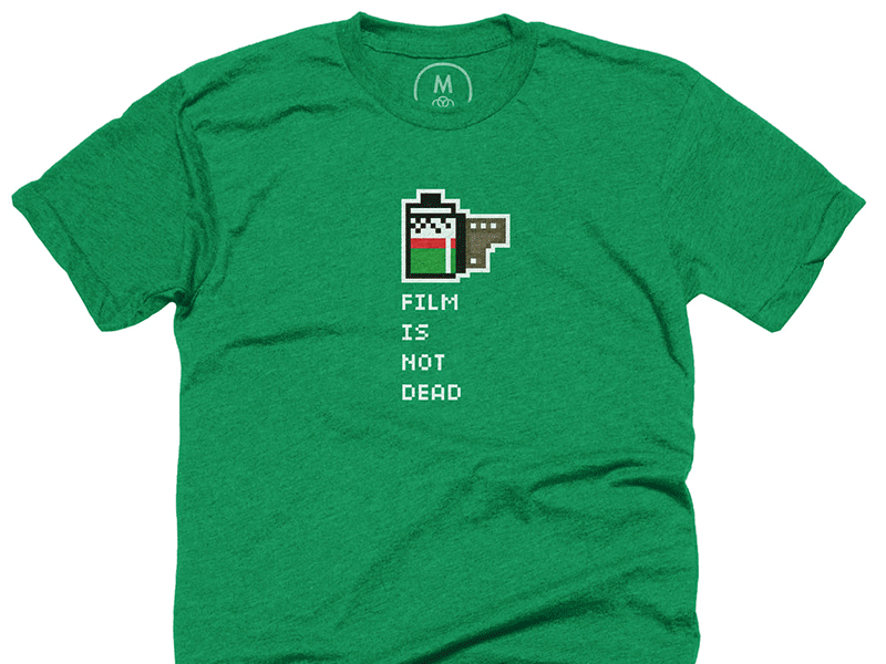 Film Is Not Dead art cute design film green illustration pixel red tee