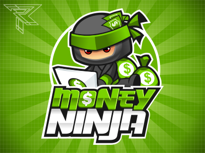 Money Ninja cartoon logo rockdoodle vector web