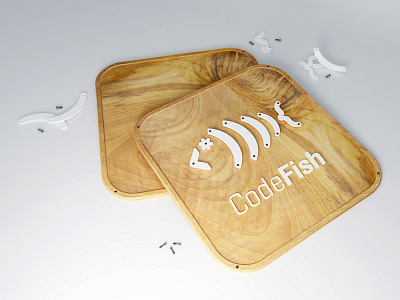 CodeFish Studio 3d logo rendering