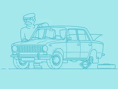 VAZ-2101 car outline ussr vaz 2101