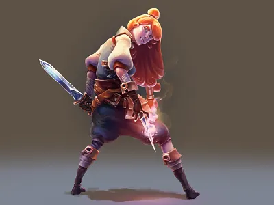 Dribbble character fantasy girl hunter illustration rouge treasure