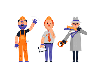 Characters 2d builder character evil flat illustration shape vector