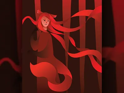 Foxwraith concept contrast dark drawing fox gradient illustration minimalist poster vector art vector graphics vector illustration