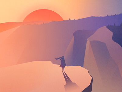 Illustration - sunset illustration man moutain ps sky sun sunset