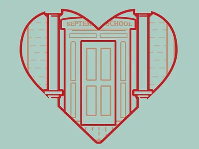 Heart is where the School Is design illustration non profit t shirt apparel
