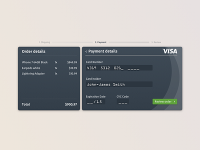 Daily UI #002 - Credit Card 002 checkout commerce credit card dailyui dailyui002 dark ui