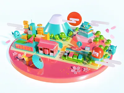 TOKYO 3d c4d cinema4d city colorful cute japan octane render tokyo toy