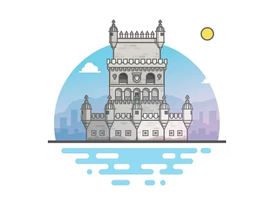 Belem Tower belem belem tower europe flat illustration landmark minimal portugal see torre de belem vector