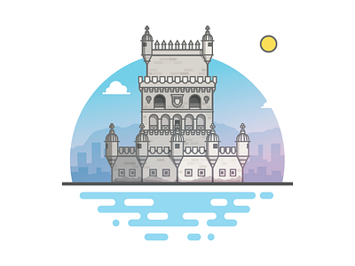 Belem Tower belem belem tower europe flat illustration landmark minimal portugal see torre de belem vector