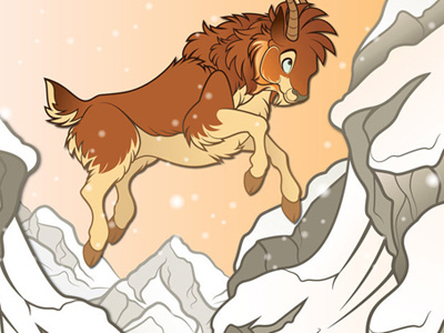 Quantum Leap. goat illustration landscape vectorial illustration vectorscape