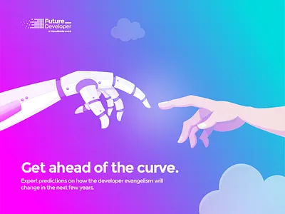 Future Developer Key Visual ai cover gradient hand identity key logo machine learning robot touch visual